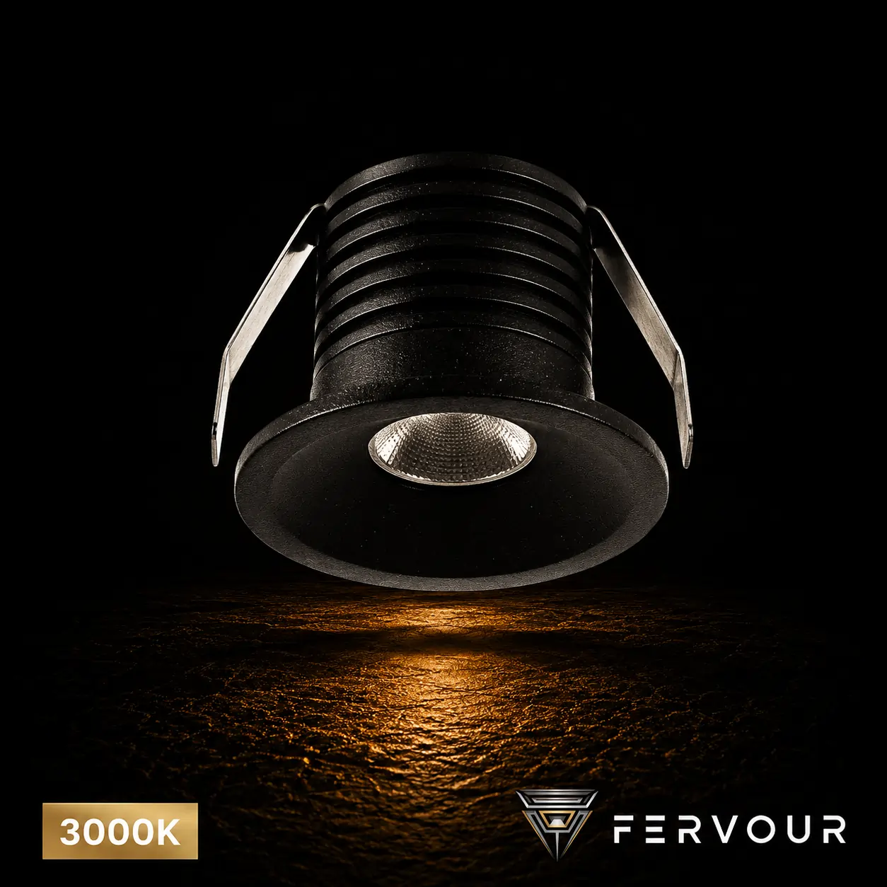 3W Small Downlight 3K Fixed - Black Trim-Non Dimmable