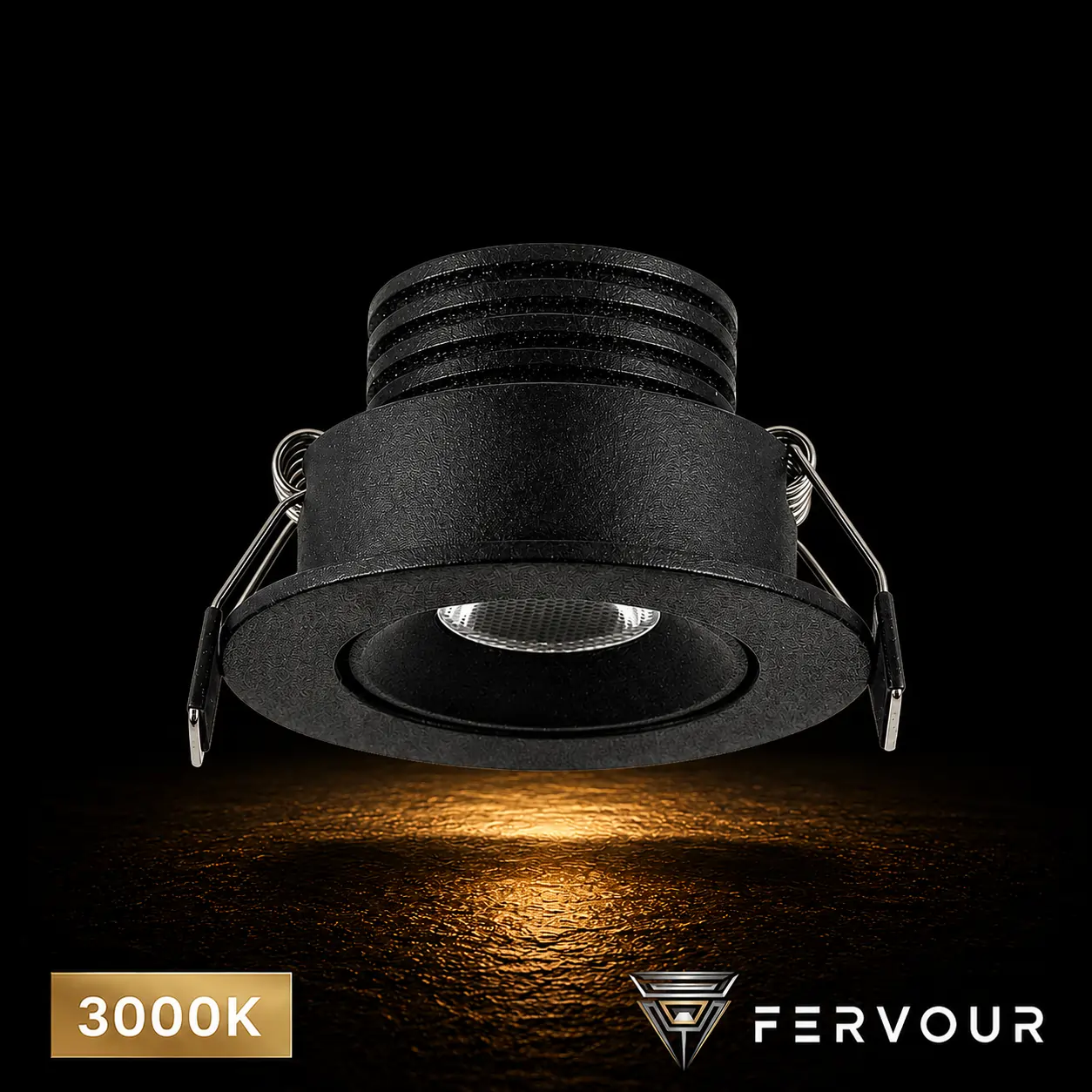 3W Small Downlight 3K Tilt - Black Trim-Non Dimmable